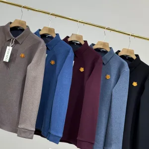 Luxury Super Clone Kenzo Long-Sleeved Shirts Red Cotton Mercerized Wool Fleece Minimalist Style Simple And Elegant Autumn Winter Slim Fit