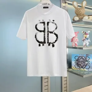 Designer Balenciaga Short-Sleeved T-Shirt Cotton Fine Plain Weave Understated Luxury
