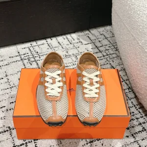 Reps Hermes Casual Shoes Ash Top-Grain Cowhide Sheepskin Mesh