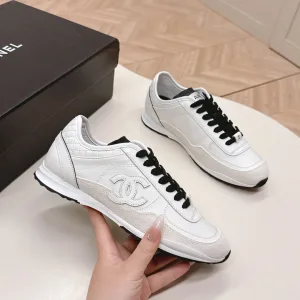 Super Clone Chanel Sneakers Black Sheepskin Cowhide
