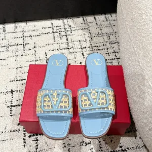 Reps Valentino Flat Bottoms Color Genuine Leather Sheepskin Mesh Spring Summer
