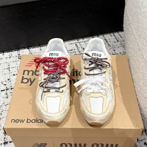 Reps AAA New Balance Sneakers Red Genuine Leather Sheepskin Suede Cowhide Lace Anti-Slip Outsole Spring Early