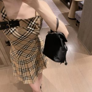 Luxury High Quality Burberry Plaid Dresses For Autumn