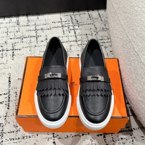 High Quality Super Clone Hermes Sneakers Sheepskin Cowhide Lace