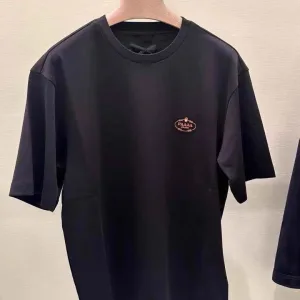 Designer Prada Short-Sleeved T-Shirt Red Cotton Mercerized Spring Summer