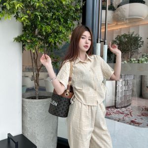 Luxury Fendi Jacquard Short-Sleeved Shirt