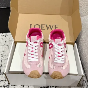 High Quality Loewe Sneakers Red Sheepskin Mesh Rubber Breathable
