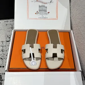 Super Clone High Quality Hermes Slippers Color Genuine Leather Sheepskin Cowhide Denim Spring Summer Embroidery