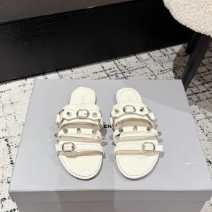 Luxury AAA Balenciaga Slippers Red Lady Cowhide Street Style