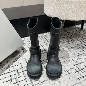 AAA Balenciaga Long Boots Red Eva Cowhide Rubber Outsole Streetwear Relaxed Street