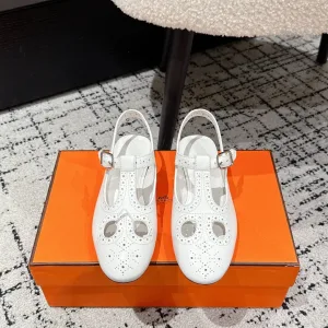 Luxury Super Clone Hermes Sandals Ash Genuine Leather Cowhide Spring Summer And