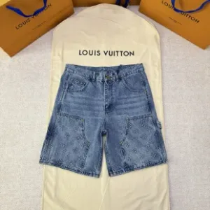 AAA Super Clone Louis Vuitton Shirt Blue Cotton Suede Denim Clean Cut Patch