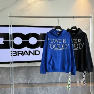 Luxury High Quality Gap Hoodie Blue Cotton Pure Ribbed Fabric Embroidery