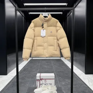 Designer Moncler Outerwear Red Down Polyester Nylon Jacquard Lace Fabric Zippered Pocket