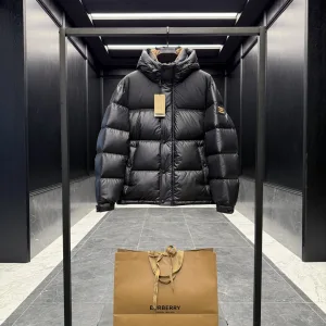 Super Clone AAA Burberry Down Jackets Red Cotton Feather Goose Feathers Polyester Nylon Fabric Relaxed Fit Winter Windproof Cuffs