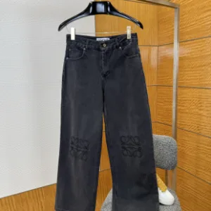 Super Clone Luxury Loewe Pants Red Twill Denim High-End Quality Sophistication Embroidery 3D