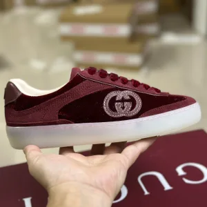 Luxury Super Clone Gucci Sneakers Suede Cowhide Pu Outsole Tpu Lace Sophistication Autumn Winter