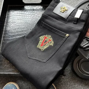 Reps Versace Jeans Red Denim Stretch Premium Luxury Embroidery