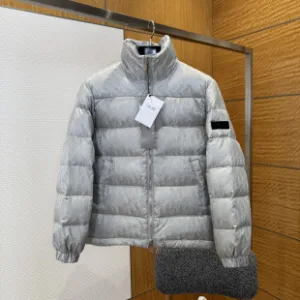 Super Clone Reps Dior Down Jacket Green Duck Nylon Satin Jacquard Pattern Crisp Silhouette