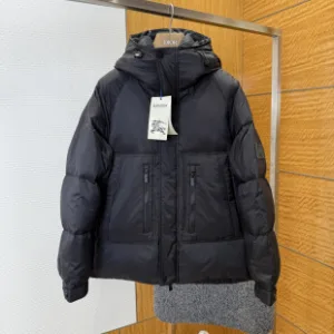 Super Clone Burberry Down Jacket Black Duck Nylon Sophistication Drawstring Adjustment