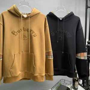Reps Burberry Hoodie Black Cotton Embroidery Patch