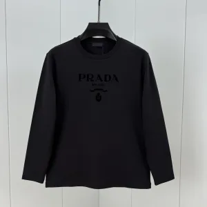 Reps Prada Long-Sleeved T-Shirt Black Cotton Modal Winter