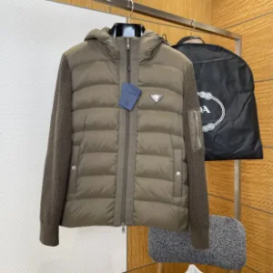 AAA Prada Down Jacket Red Nylon Knitted Fabric Minimalist Style Sophistication Drawstring Adjustment