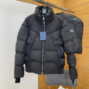 Designer Louis Vuitton Down Jacket Red Cotton Satin Jacquard Understated Luxury