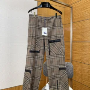 Reps Burberry Casual Trousers Red Silk Relaxed Fit Side Pockets