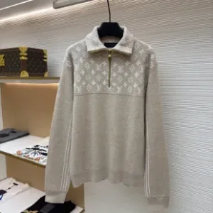Designer Louis Vuitton Sweater Red Wool Blend Jacquard Strict Quality Control Autumn Winter And