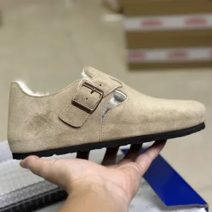 Luxury Birkenstock Sneakers Black Eva Wool Suede Cowhide Winter