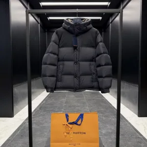 AAA Luxury Louis Vuitton Outerwear Black Goose Down Adhesive Polyester Nylon Fabric