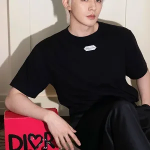 High Quality Dior Short-Sleeved T-Shirt Red Eva Cotton Winter