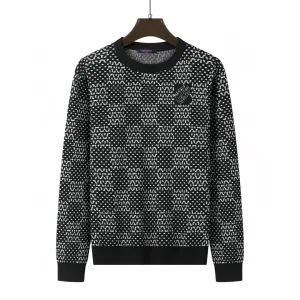 High Quality Reps Louis Vuitton Sweater Black Wool Polyester Nylon Acrylic Fiber Jacquard