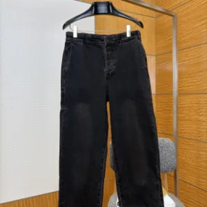 Designer Luxury Prada Trousers Red Denim Minimalist Style Embroidery Side Pockets
