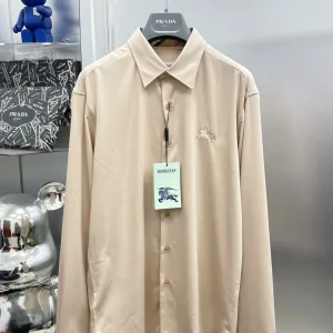 Super Clone Reps Burberry Long-Sleeved Shirt Red Woven Fabric Embroidery