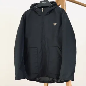 AAA Prada Overcoat Red Goose Down Nylon Minimalism Minimalist Silhouette Winter Side Pockets