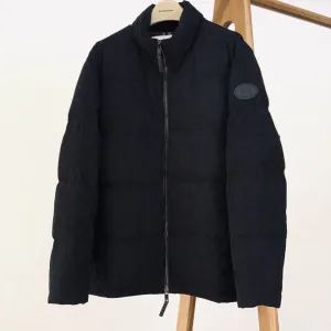Luxury Reps Burberry Down Jacket Black Goose Plush Corduroy Winter Leather Patch