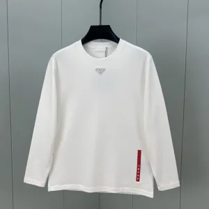 High Quality Super Clone Prada Long-Sleeved T-Shirt Black Cotton Modal Winter Metal Logo
