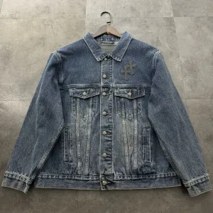 Designer Chrome Hearts Jacket Blue Cotton Denim Embroidery