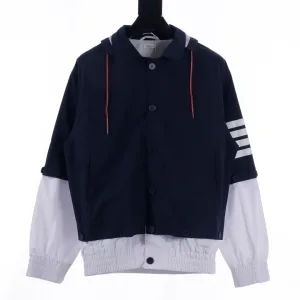 Designer Super Clone Thom Browne Coat Brown Nylon Mesh Woven Fabric Patch