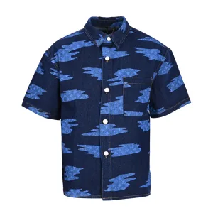 AAA Louis Vuitton Short-Sleeved Shirt Red Denim