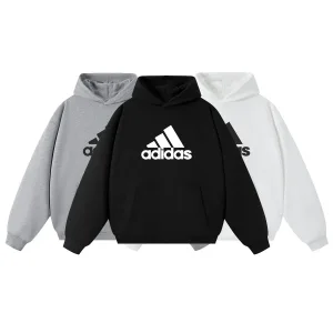 Super Clone Luxury Adidas Hoodie Black Everyday Versatile Retro Loose