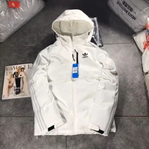Luxury Reps Adidas Cotton-Padded Coat Black Cotton Down Polyester Winter Three-Proof Fabric Slim Fit Windproof Cuffs