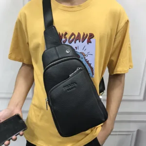 Super Clone AAA Prada Chest Bag Red Top-Grain Cowhide