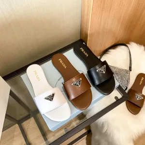 Reps Prada Slippers Brown Sheepskin Summer