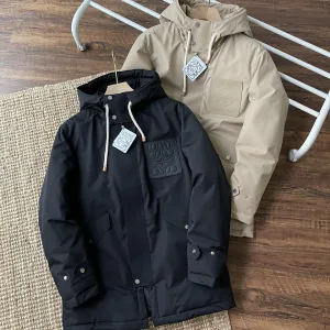 High Quality Reps Loewe Down Jacket Red Cotton Goose Nylon Gentlemanly Style Outdoor Functionality Autumn Winter And Side Pockets
