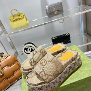 Designer Luxury Gucci Slippers Sheepskin Jacquard