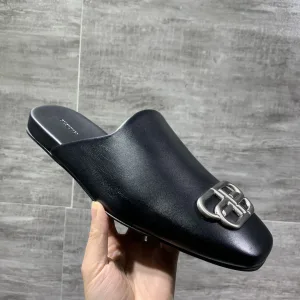 Luxury Balenciaga Slippers Ash Genuine Leather Cowhide