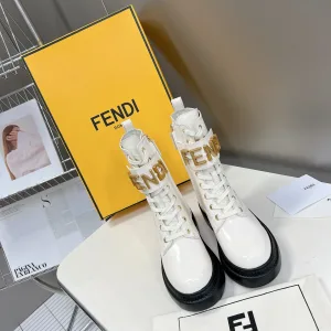 High Quality Fendi Dr. Martens Boots White Top-Grain Cowhide Rubber Winter